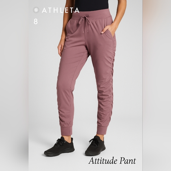 Athleta Women's Attitude Jogger Pants Mauve Pink Polyester Spandex Size 8 - Picture 1 of 13